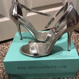 Silver strappy heels